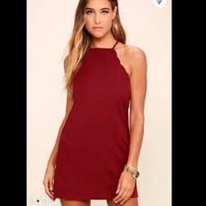 Lulu’s Burgundy Scalloped Mini Dress
